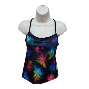 Speedo Tankini Swim Top Size Medium Black Colored Palm Trees Racerback M